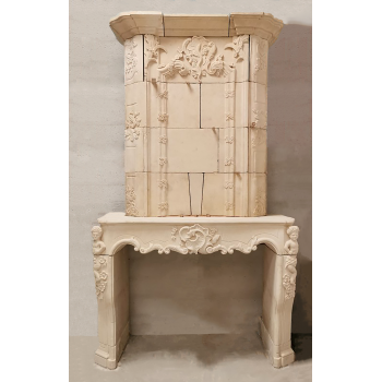 Sculpted stone mantelpiece fireplace