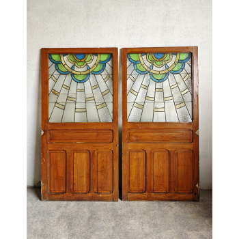 6,59m lin&eacute;aire de portes de vitraux Art D&eacute;co