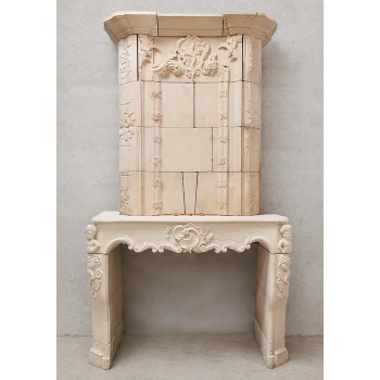 Sculpted stone mantelpiece fireplace