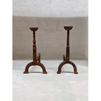 Paire de chenets ancien en fonte