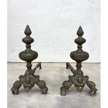 Paire de chenets Marmouset