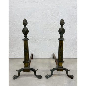 Paire de chenets en cuivre