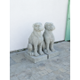 Paire de chiens en pierre restaurée