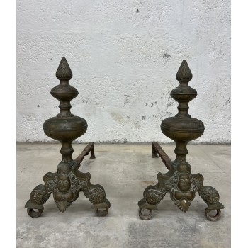 Paire de chenêts Marmouset